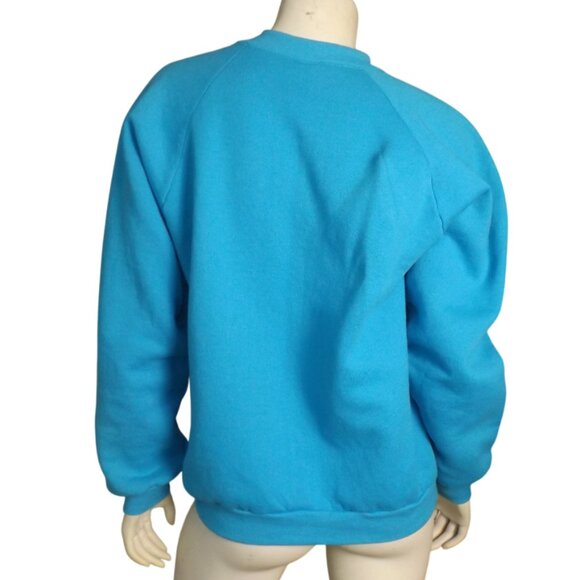 MEMORIES/PRECIOUS TREASURES Sweatshirt, L, Aqua Blue, Vintage Granny Top - Picture 5 of 10